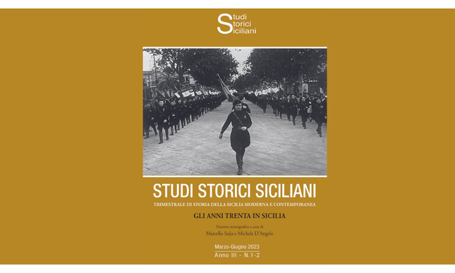 Il nuovo numero monografico di Studi Storici Siciliani dedicato agli Anni Trenta